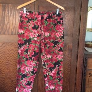 Talbots Floral Ankle Pants - Red and Green
